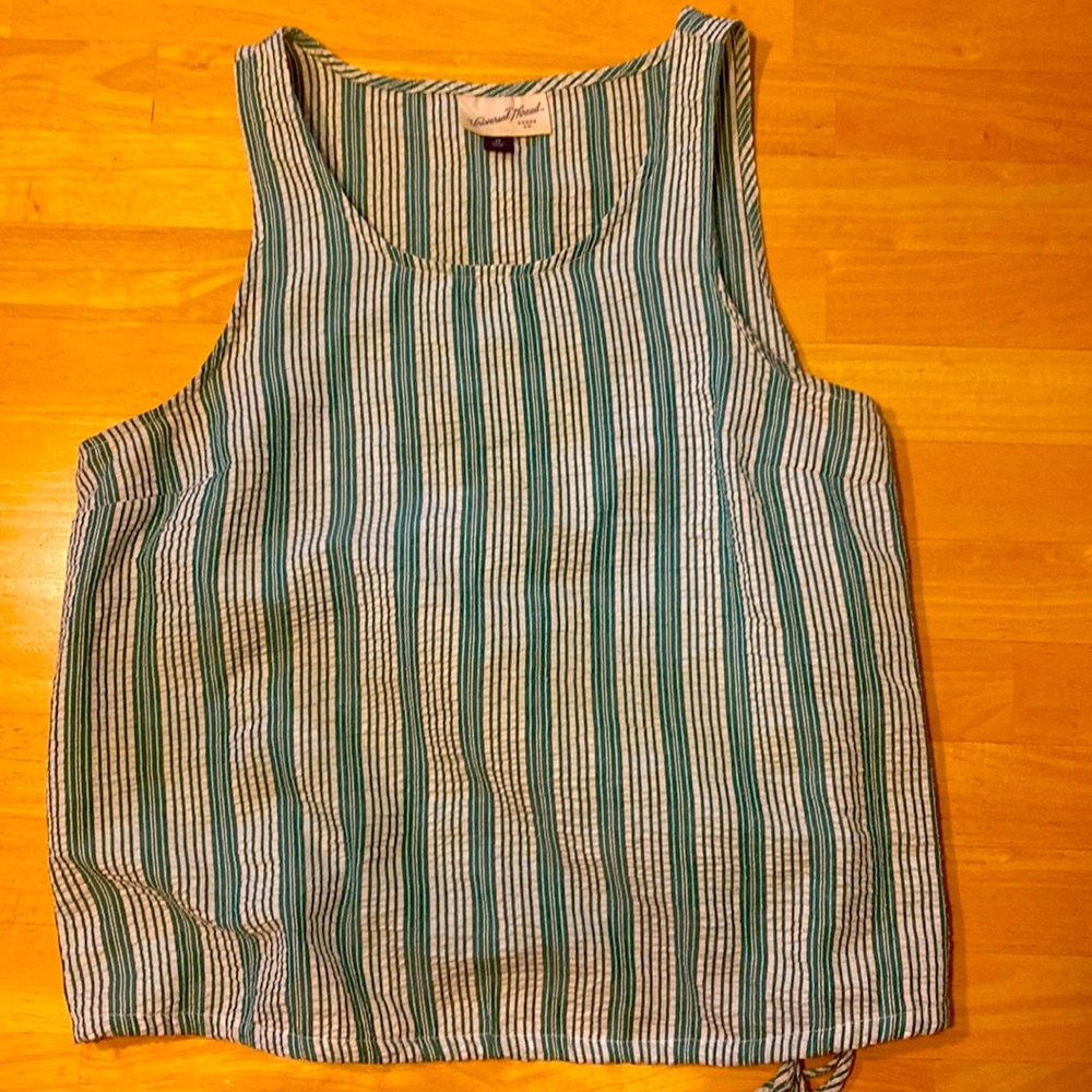 Green striped top with tie detail!
